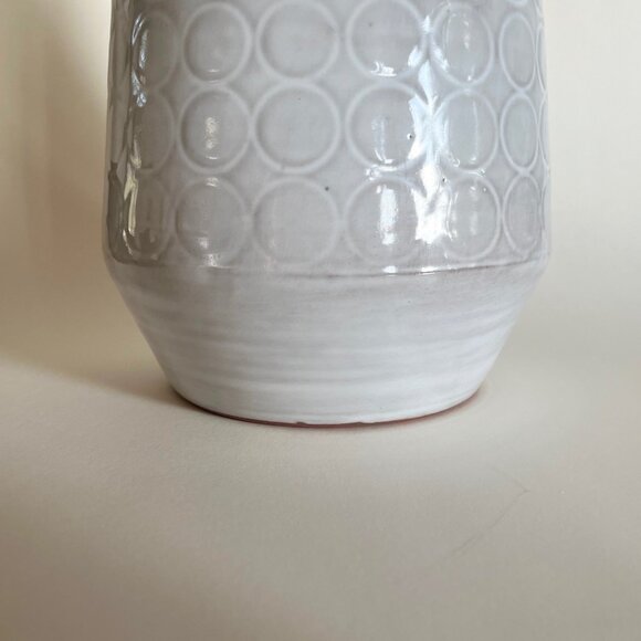 Crate & Barrel Tall White Dot Circle Small Neck Geometric Vase 13" - Picture 8 of 12